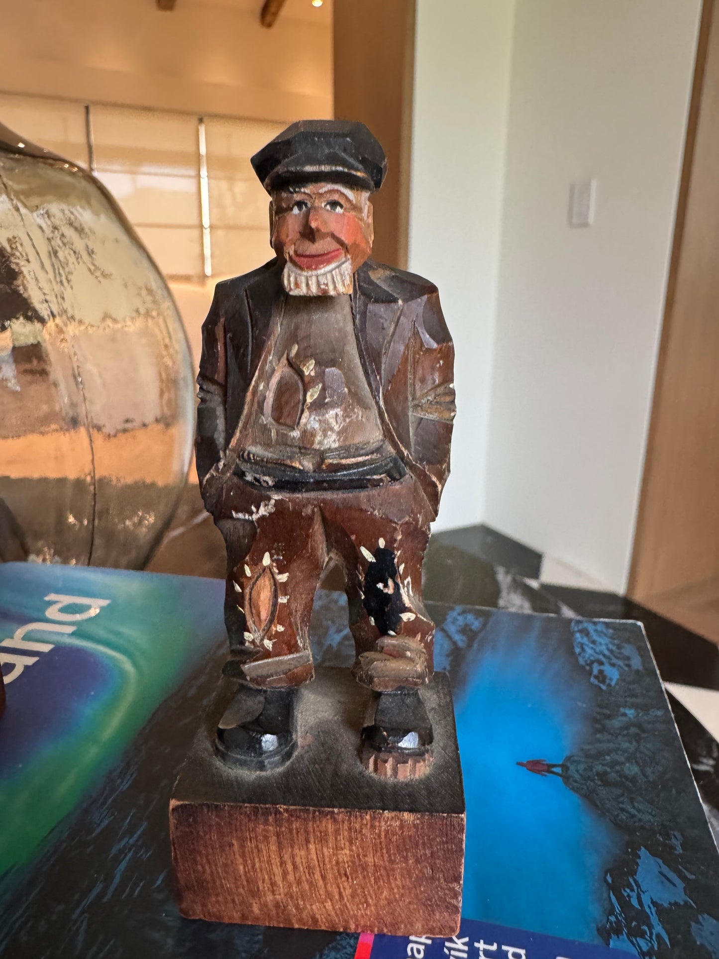 Two Vintage Carved Miniature Characters - Figurines Couple - Coastal -