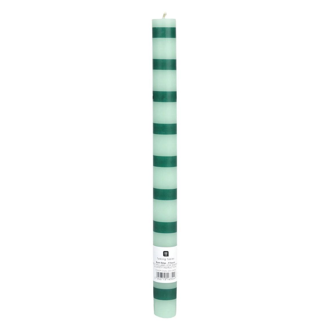 Green Striped Taper Candles