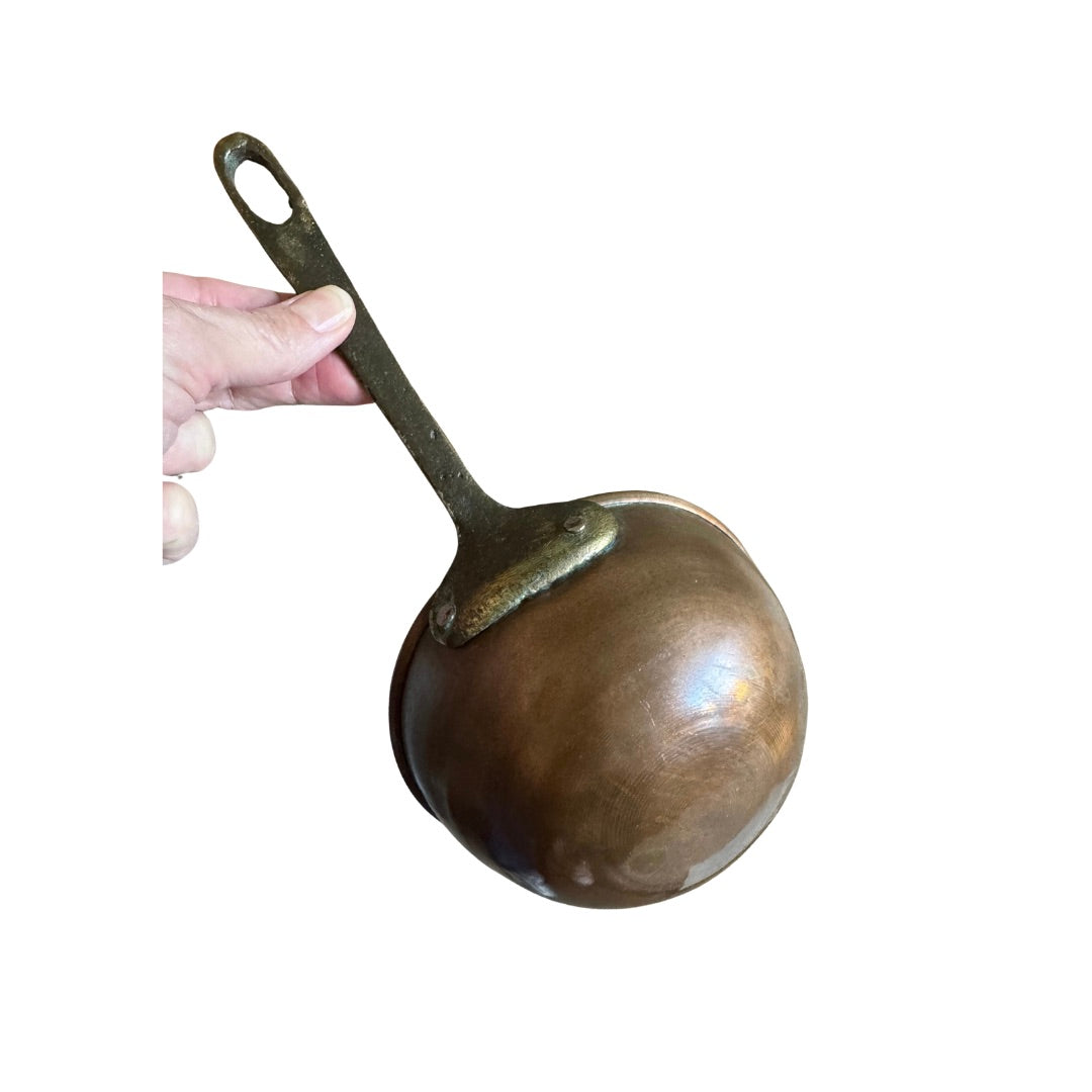Antique French Sabayon or Italian Zabaglione Copper Pot