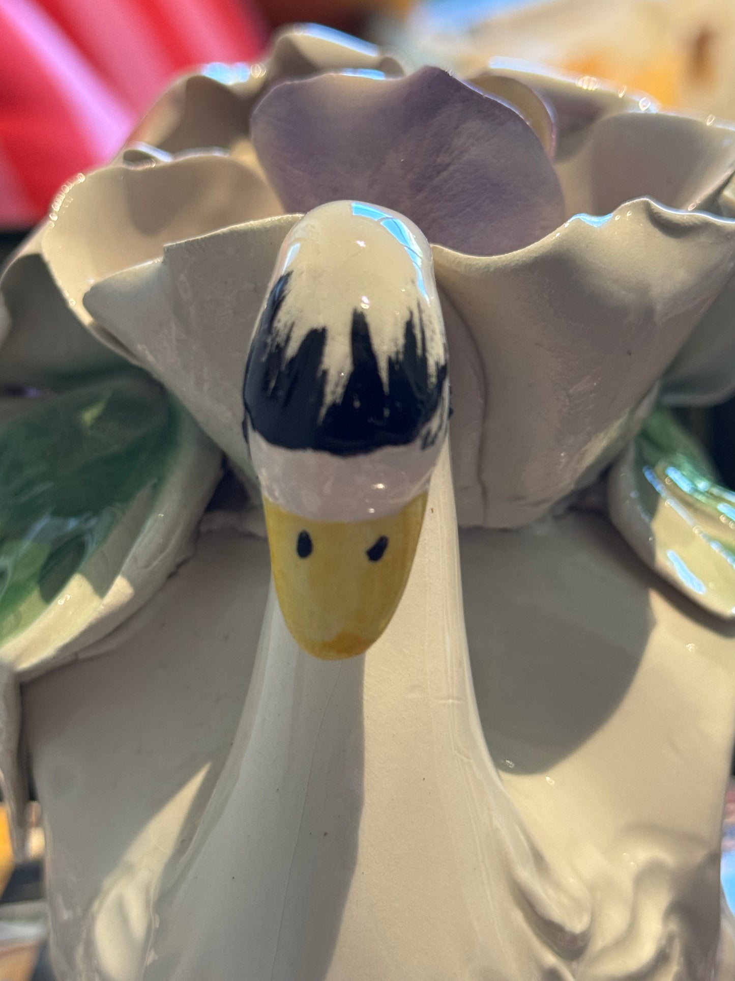 Vintage Italian Capodimonte Swan and Floral figurine