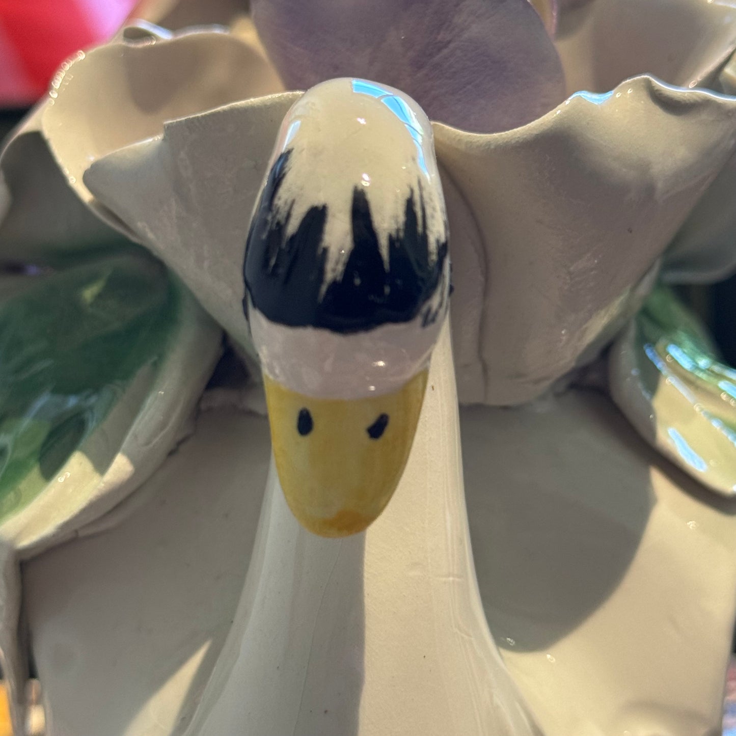 Vintage Italian Capodimonte Swan and Floral figurine