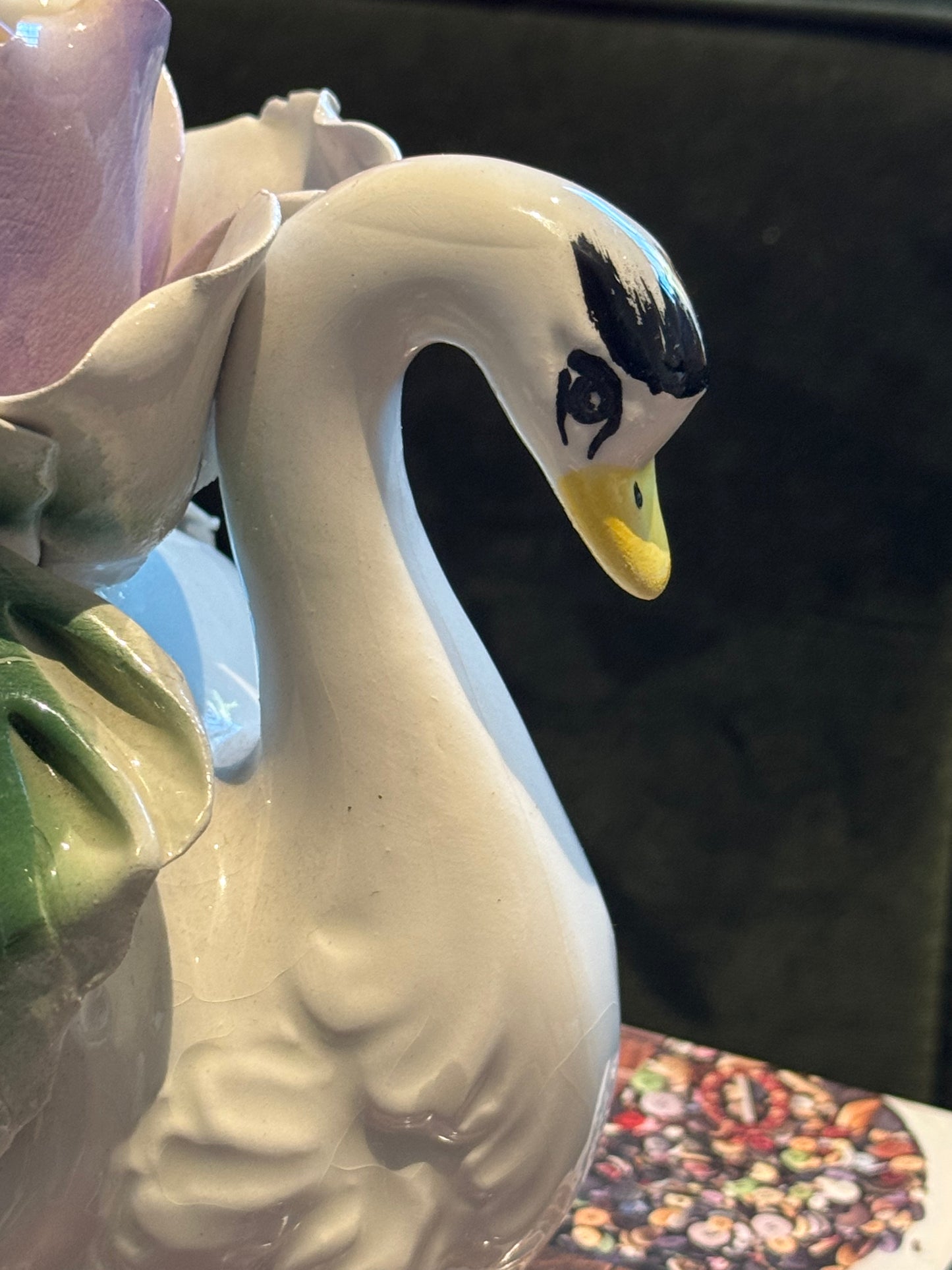 Vintage Italian Capodimonte Swan and Floral figurine