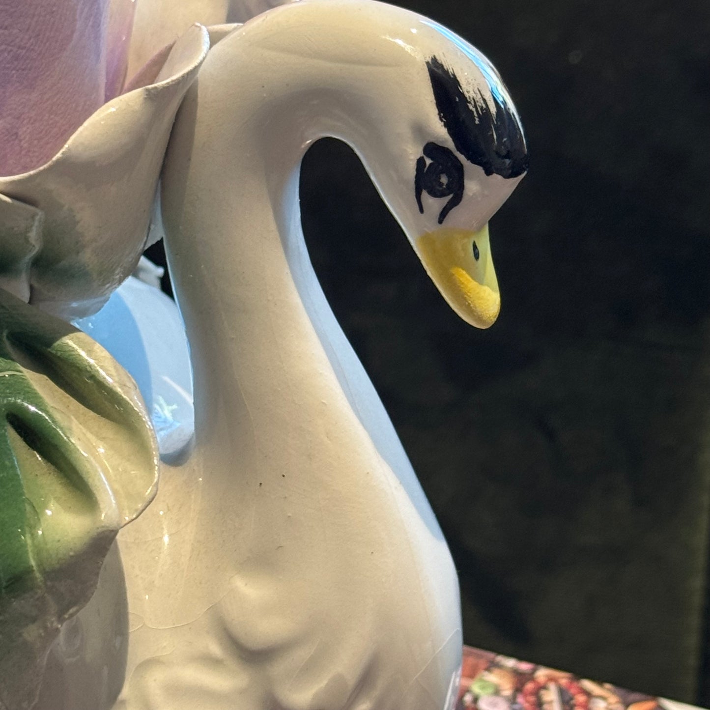 Vintage Italian Capodimonte Swan and Floral figurine
