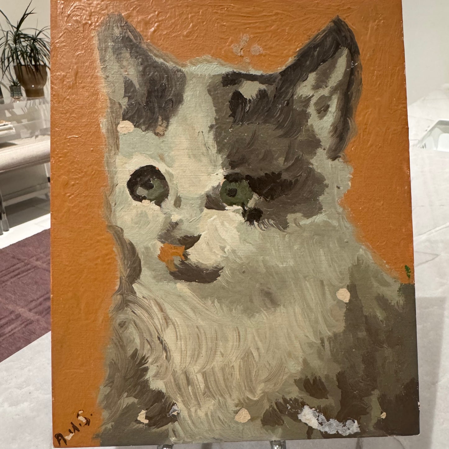 Vintage Painting Artwork of a  Kitten or Cat