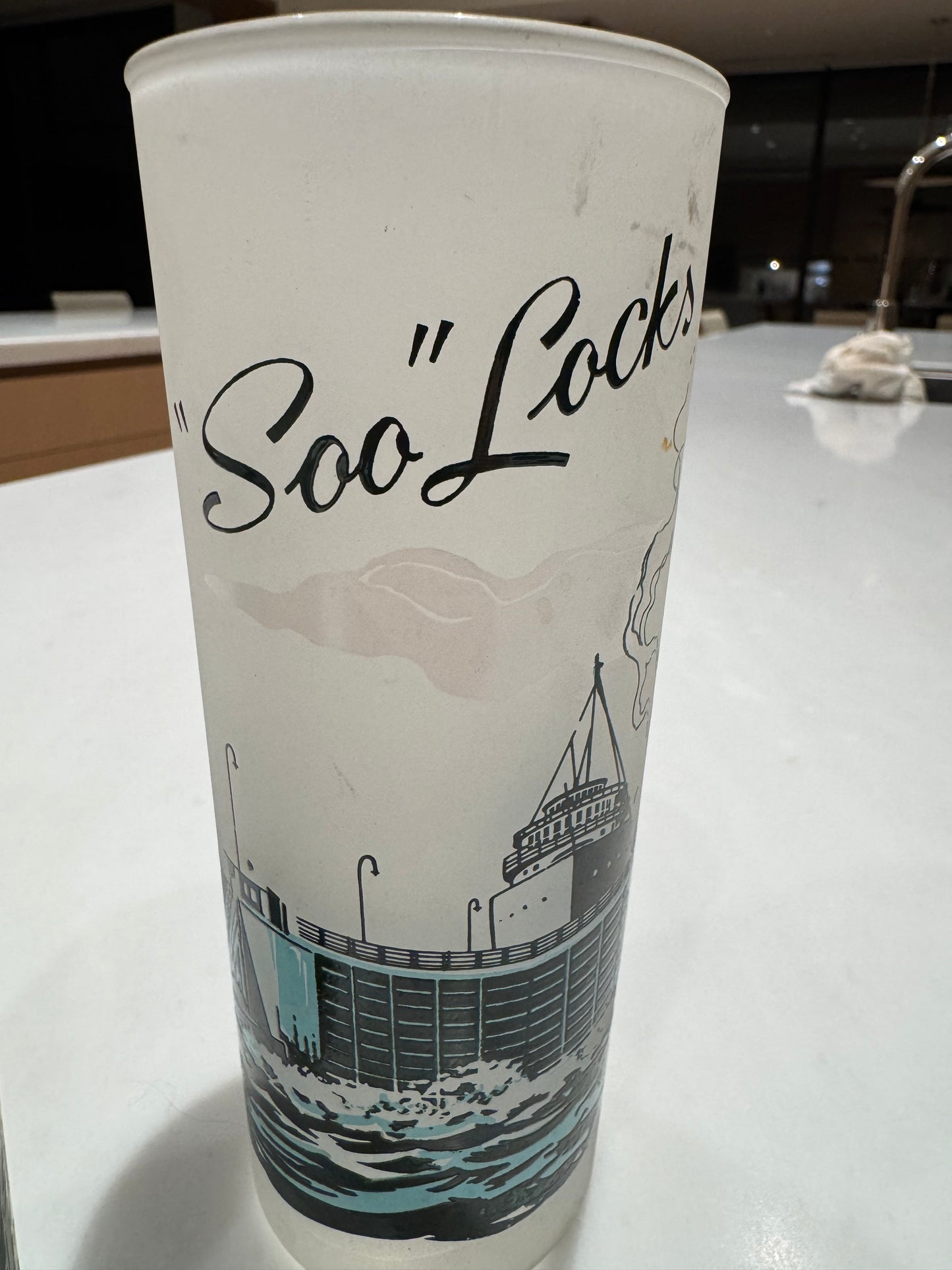 Vintage Souvenir MCM Drinking Glasses - Mackinac Bridge & "Soo" Loch in Michigan