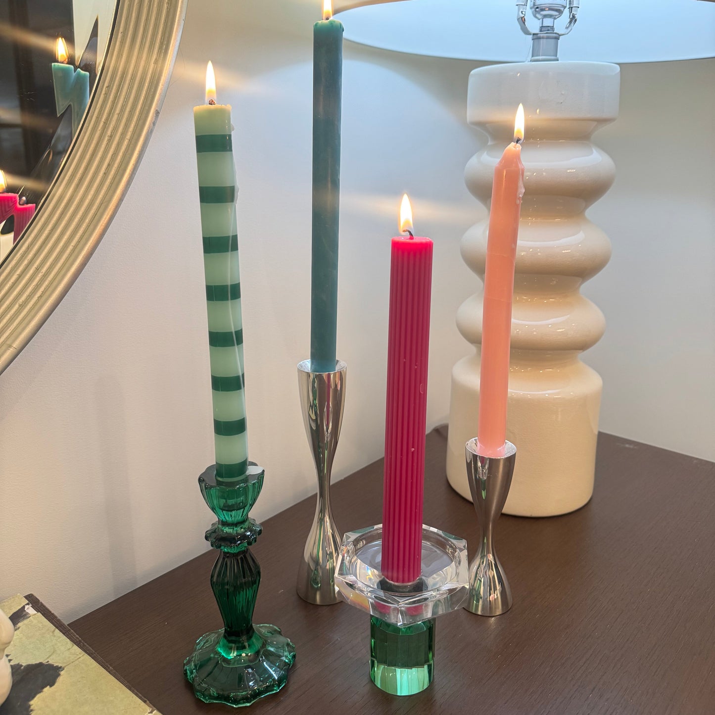 Dark Green Glass Candleholder