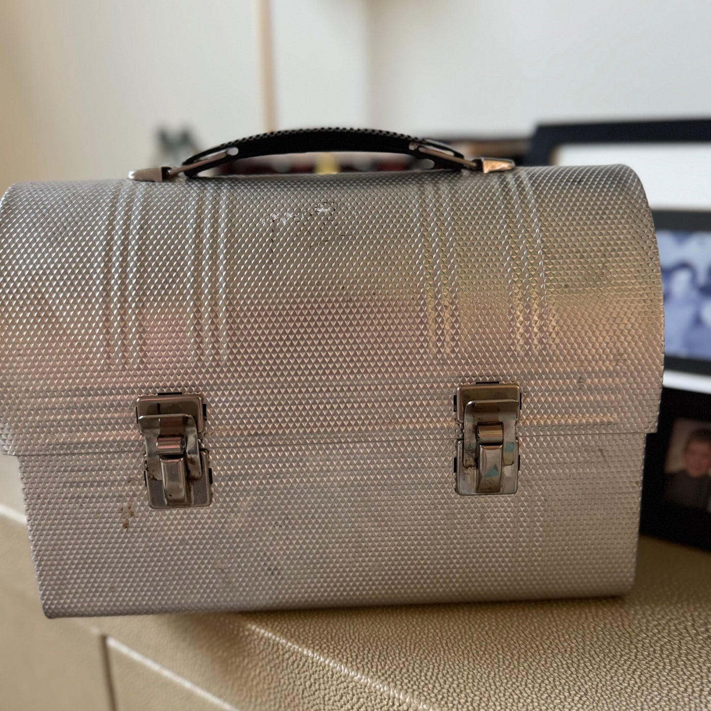 Vintage Aluminum Domed Lid -  Lunch Pail Lunch Box