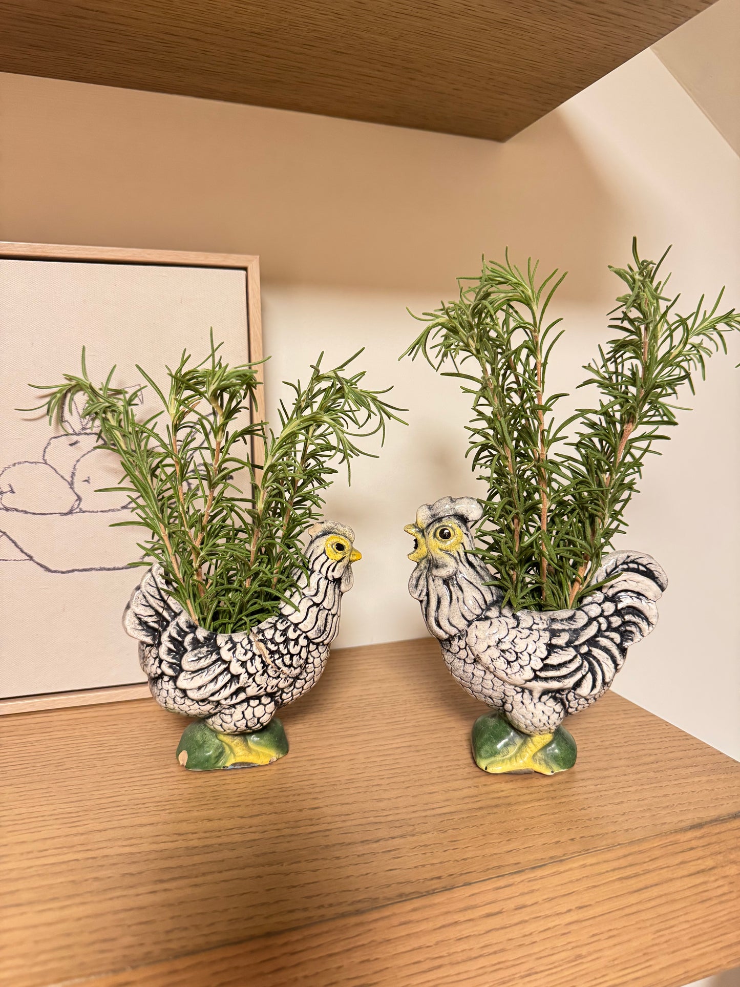 Vintage Rooster and Hen vessels