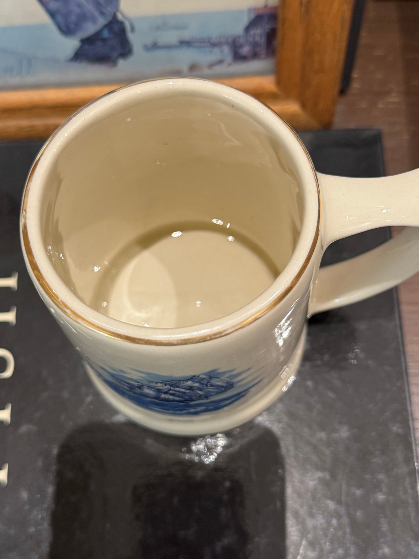 Vintage Cape Cod Massachusetts Mug, blue & ivory