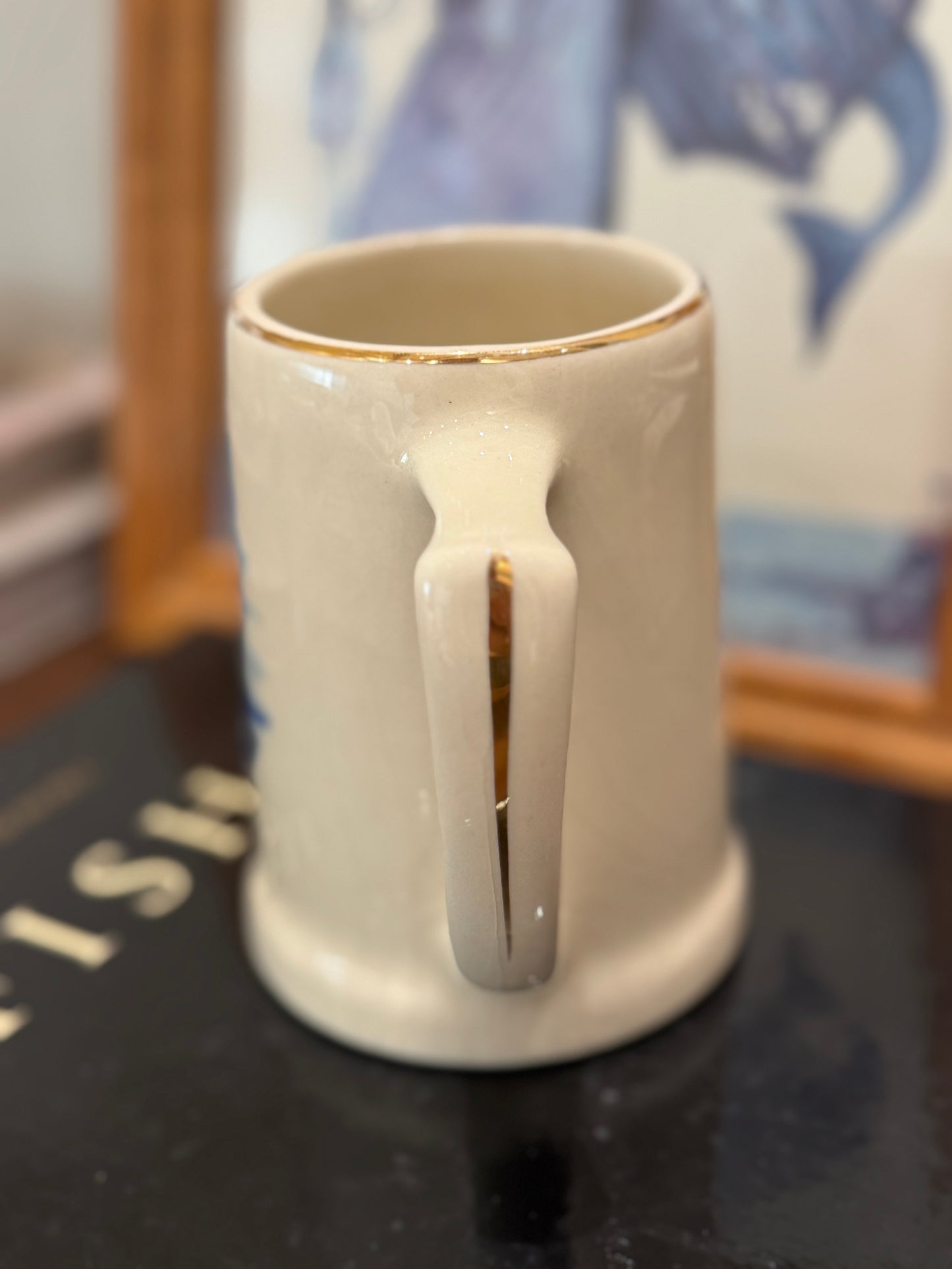 Vintage Cape Cod Massachusetts Mug, blue & ivory