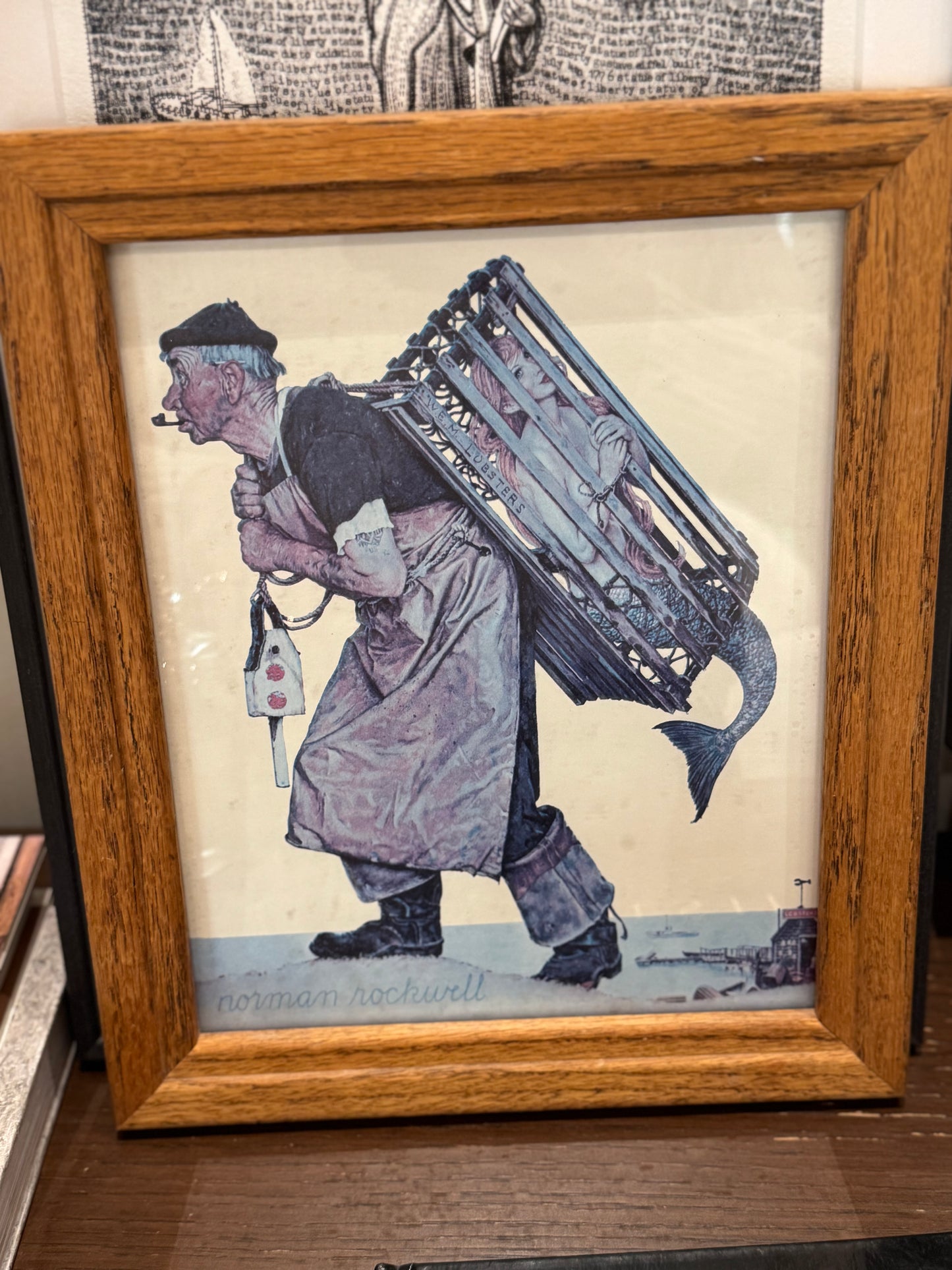 Vintage Norman Rockwell Framed Print; Mermaid or A Fair Catch