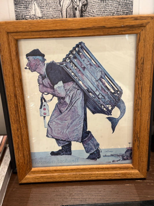 Vintage Norman Rockwell Framed Print; Mermaid or A Fair Catch