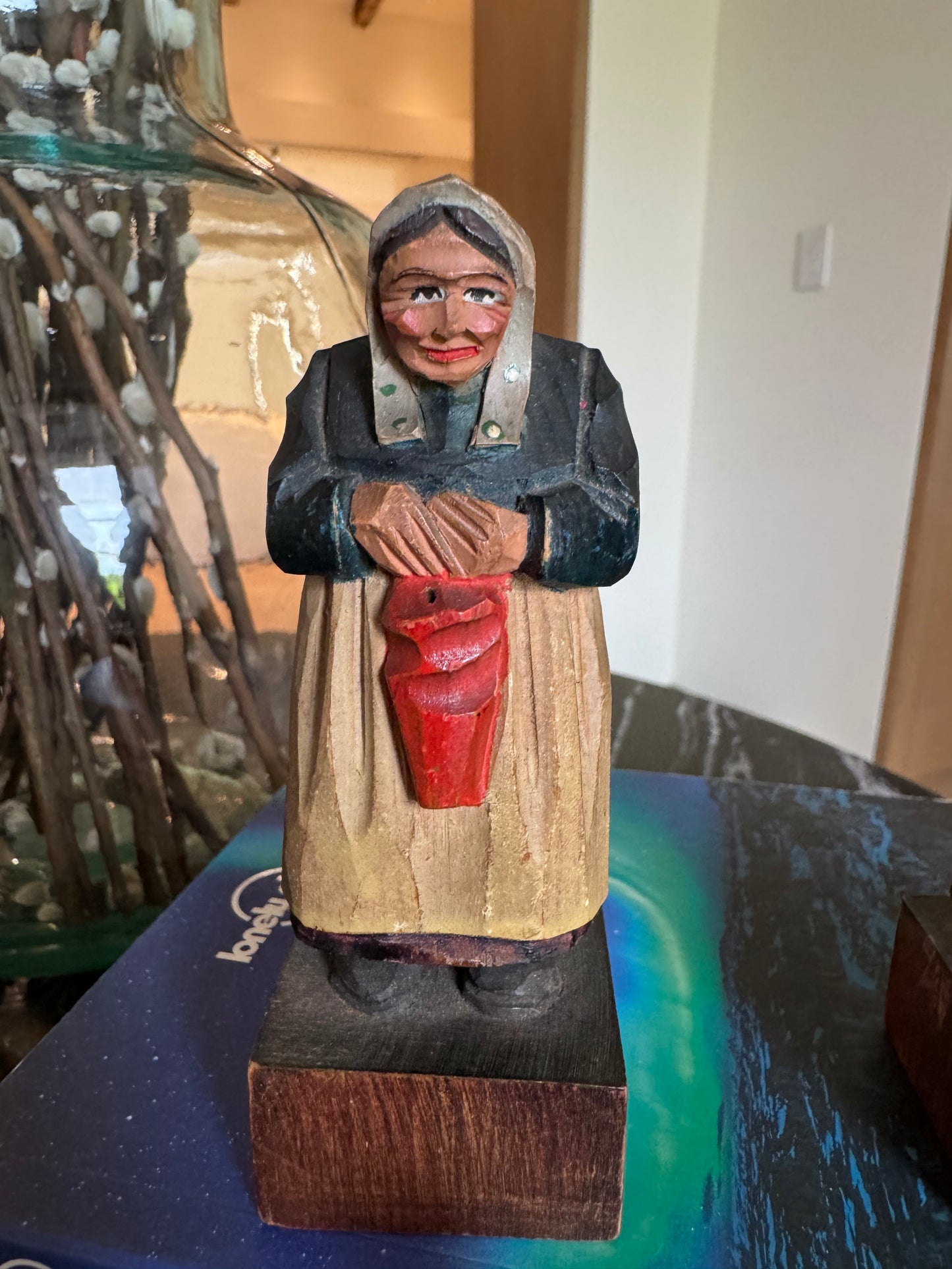 Two Vintage Carved Miniature Characters - Figurines Couple - Coastal -