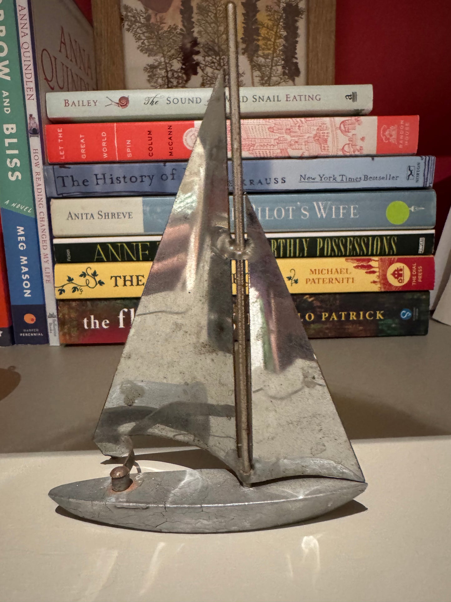 Vintage Art Deco Metal  Mini Sailboat
