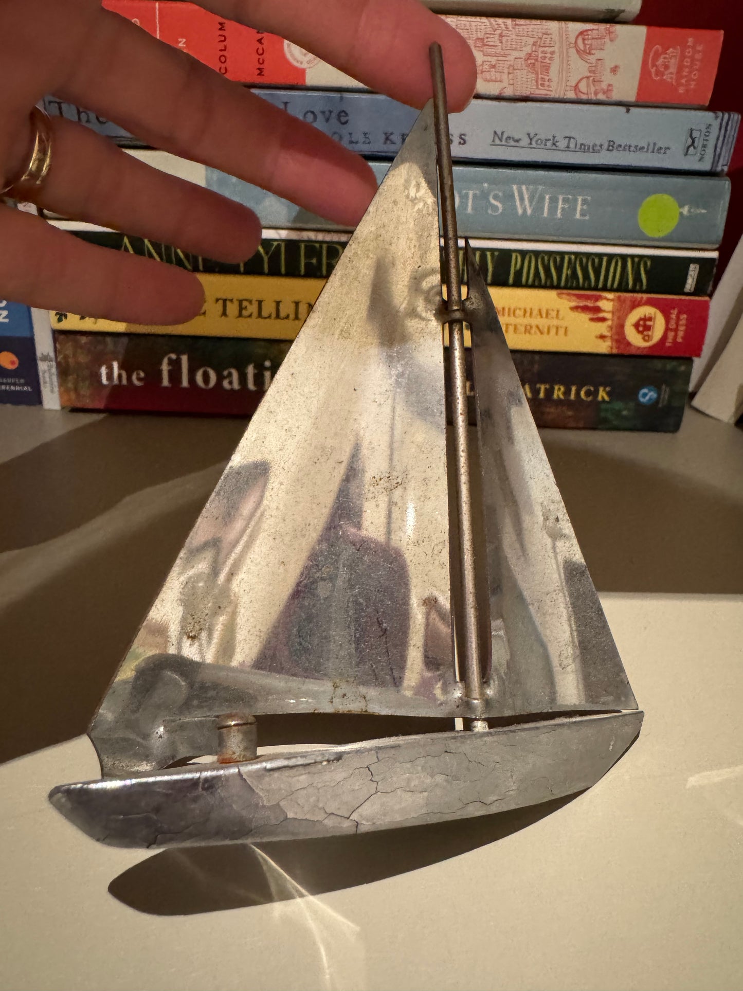 Vintage Art Deco Metal  Mini Sailboat