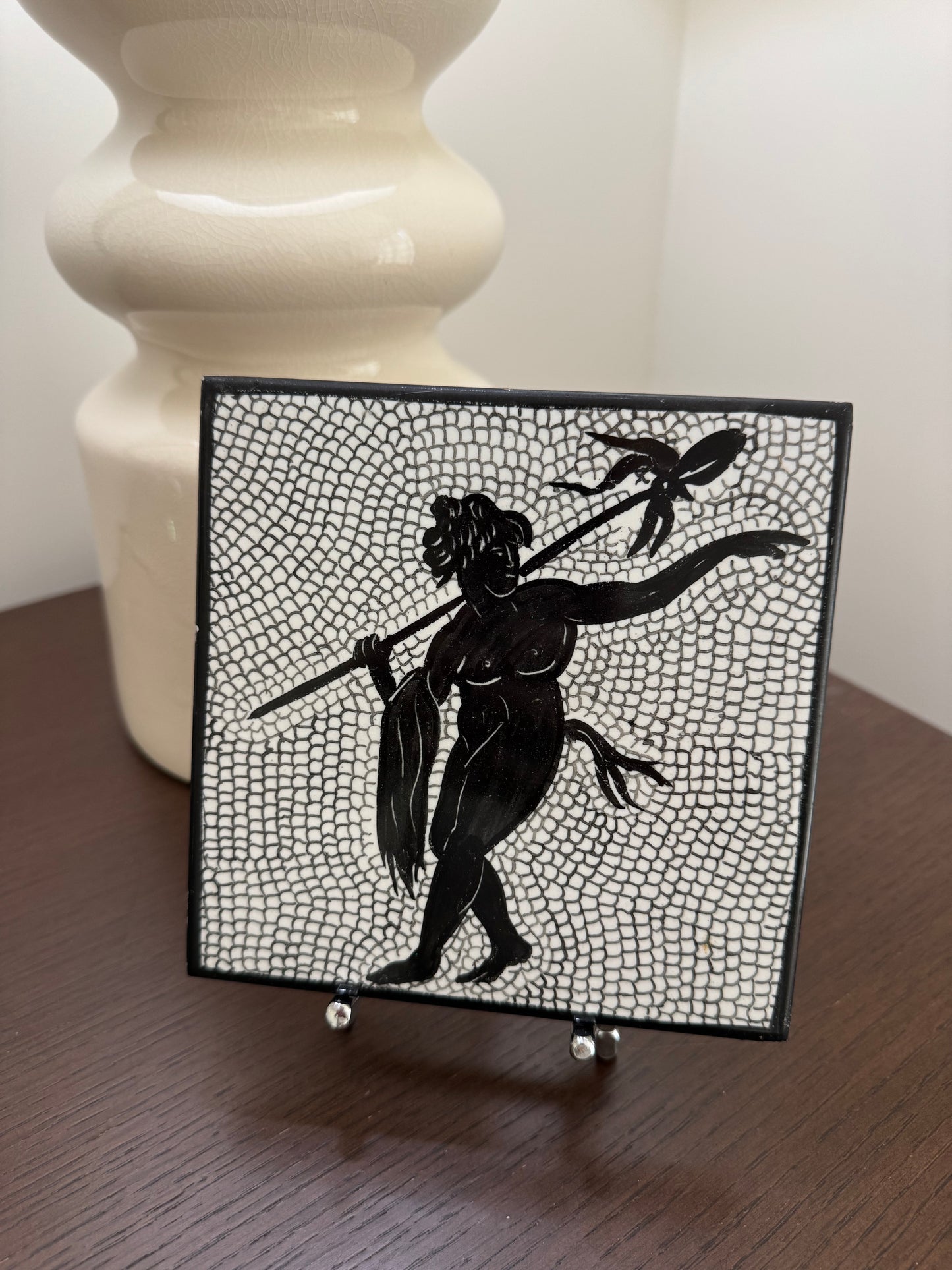 Vintage Italian Pompeian-Style Ceramic Art Tiles — Set of Six