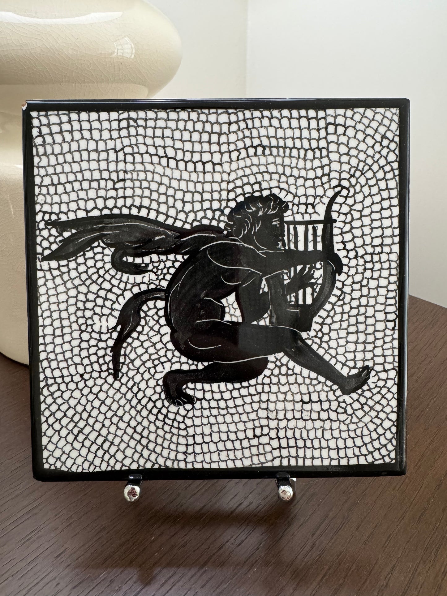 Vintage Italian Pompeian-Style Ceramic Art Tiles — Set of Six