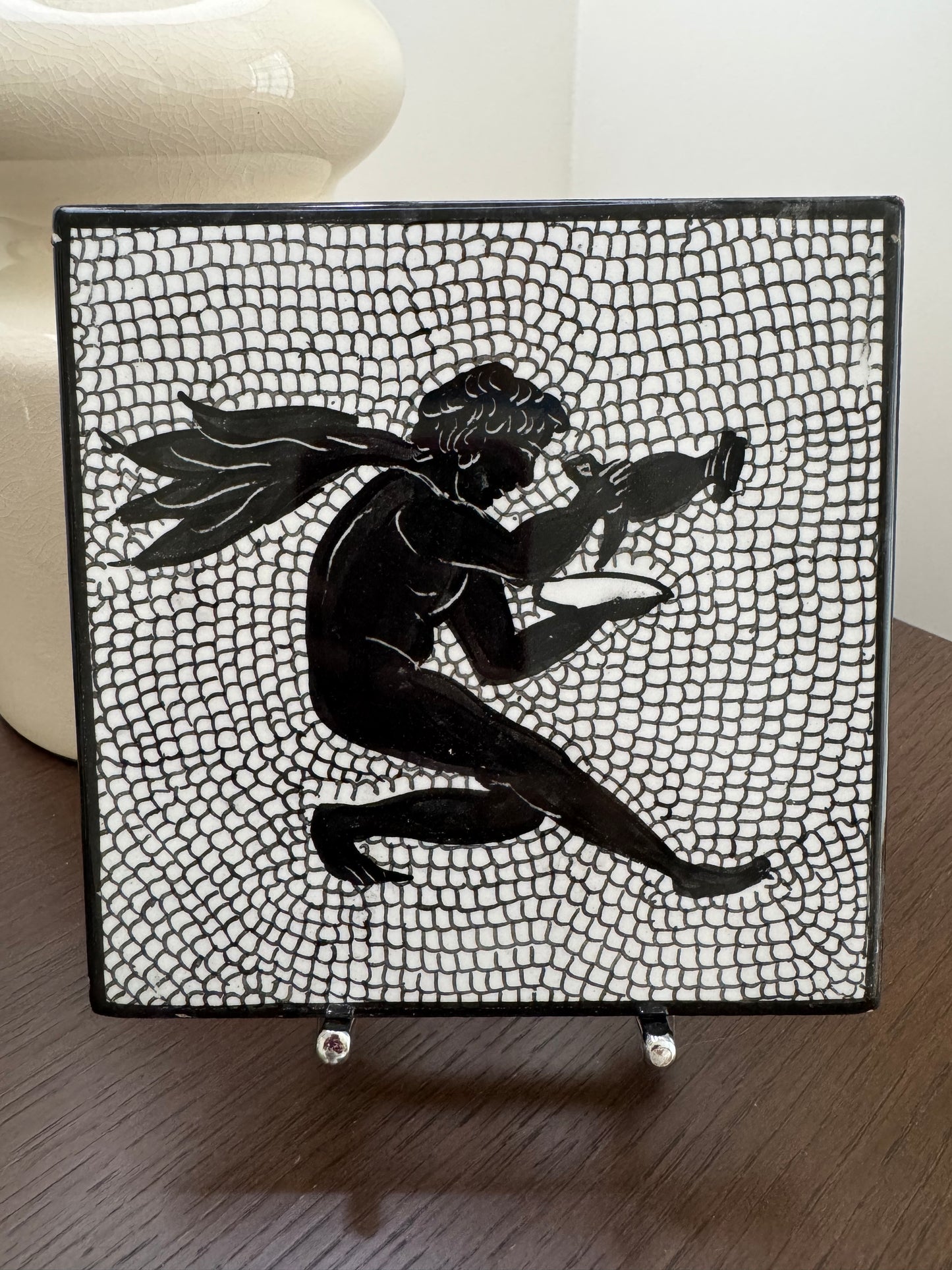 Vintage Italian Pompeian-Style Ceramic Art Tiles — Set of Six