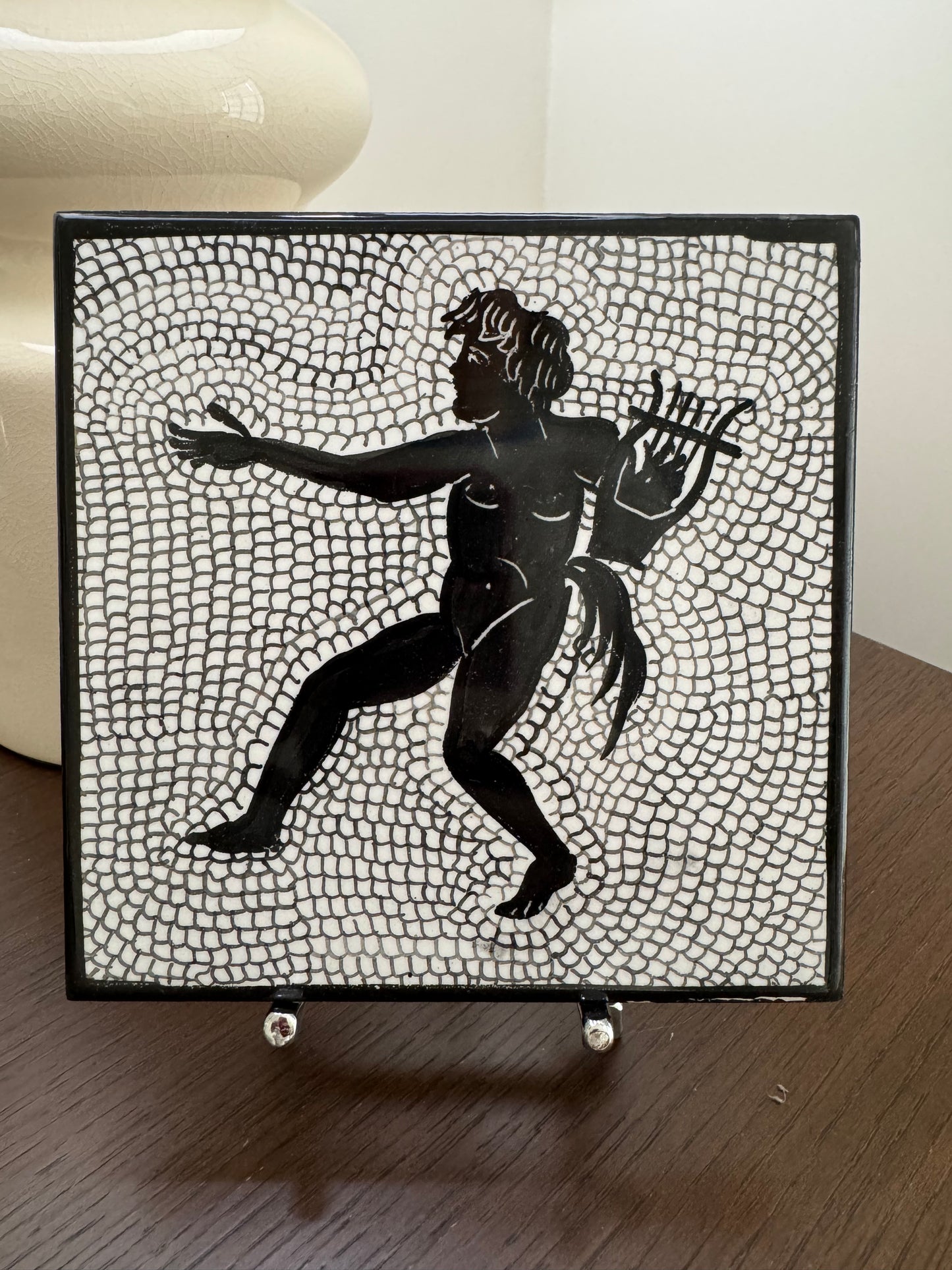 Vintage Italian Pompeian-Style Ceramic Art Tiles — Set of Six