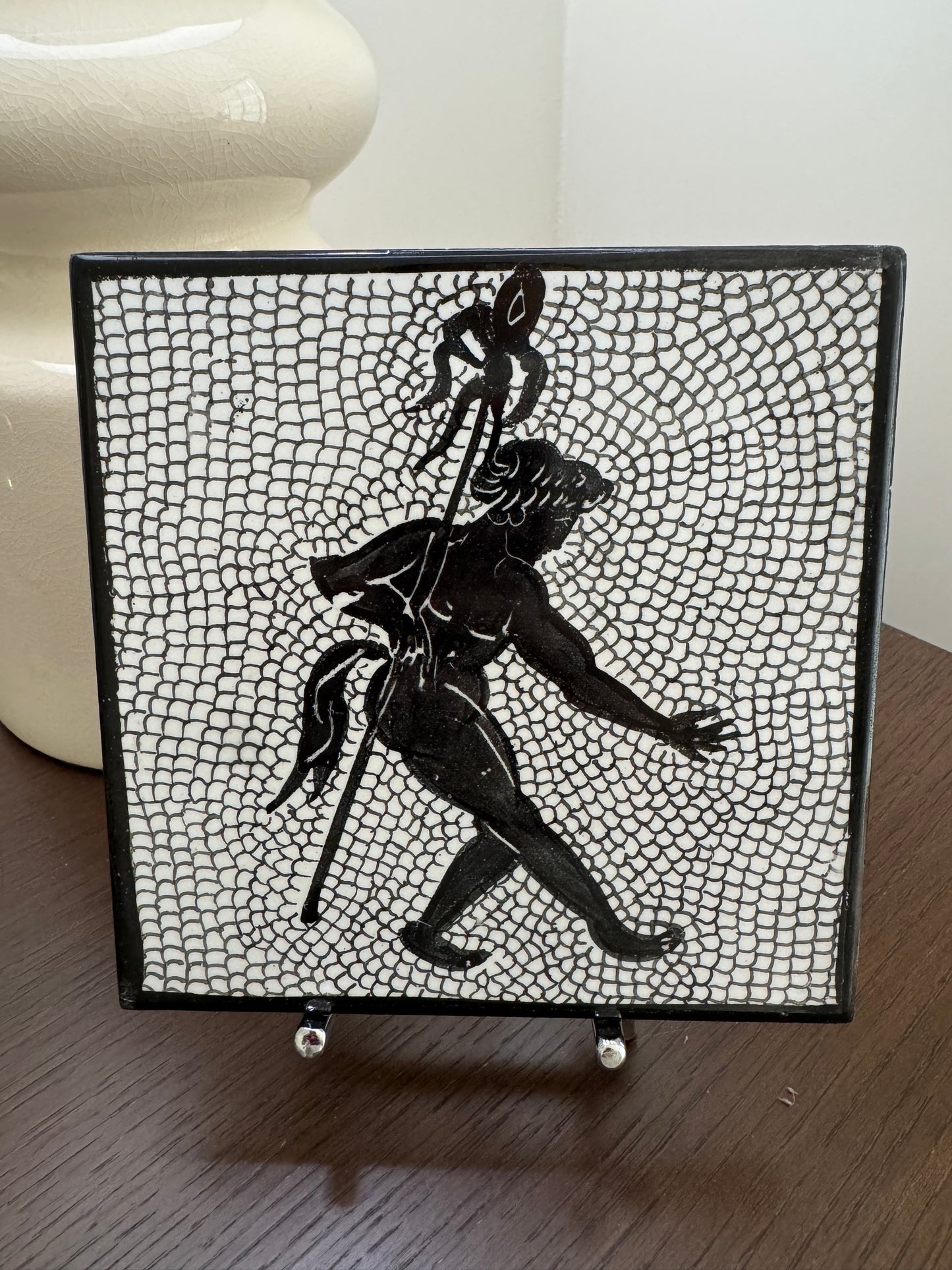 Vintage Italian Pompeian-Style Ceramic Art Tiles — Set of Six