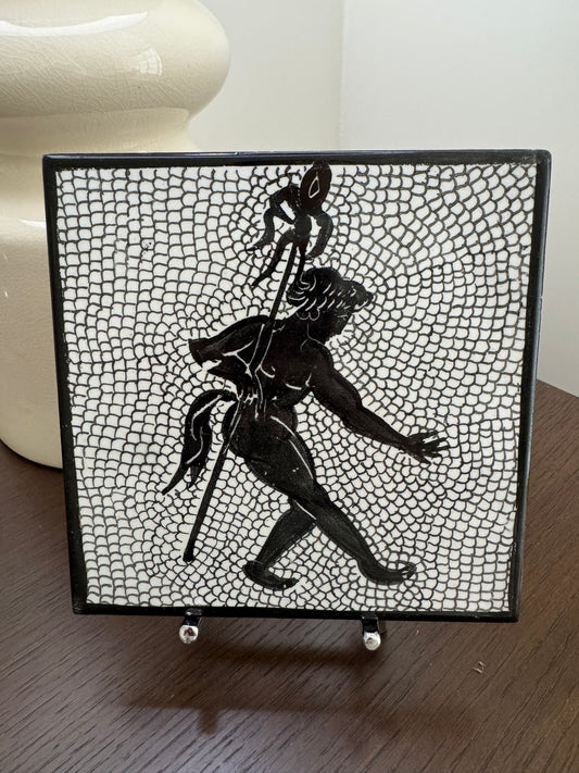 Vintage Italian Pompeian-Style Ceramic Art Tiles — Set of Six