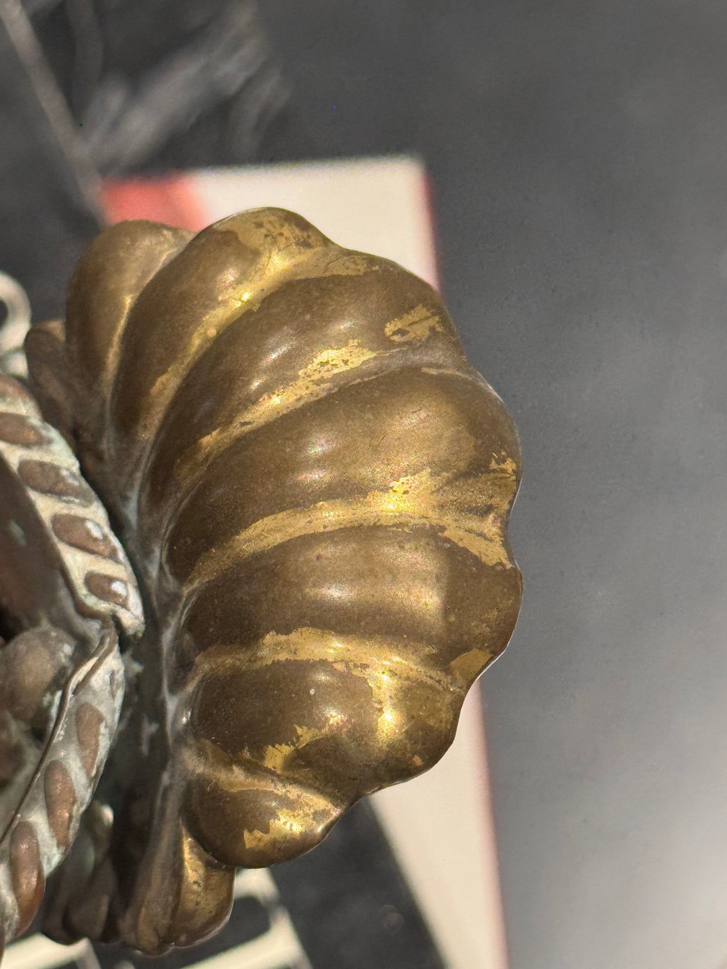 Vintage Oval Brass Pedestal Vessel, with Acanthus Handles