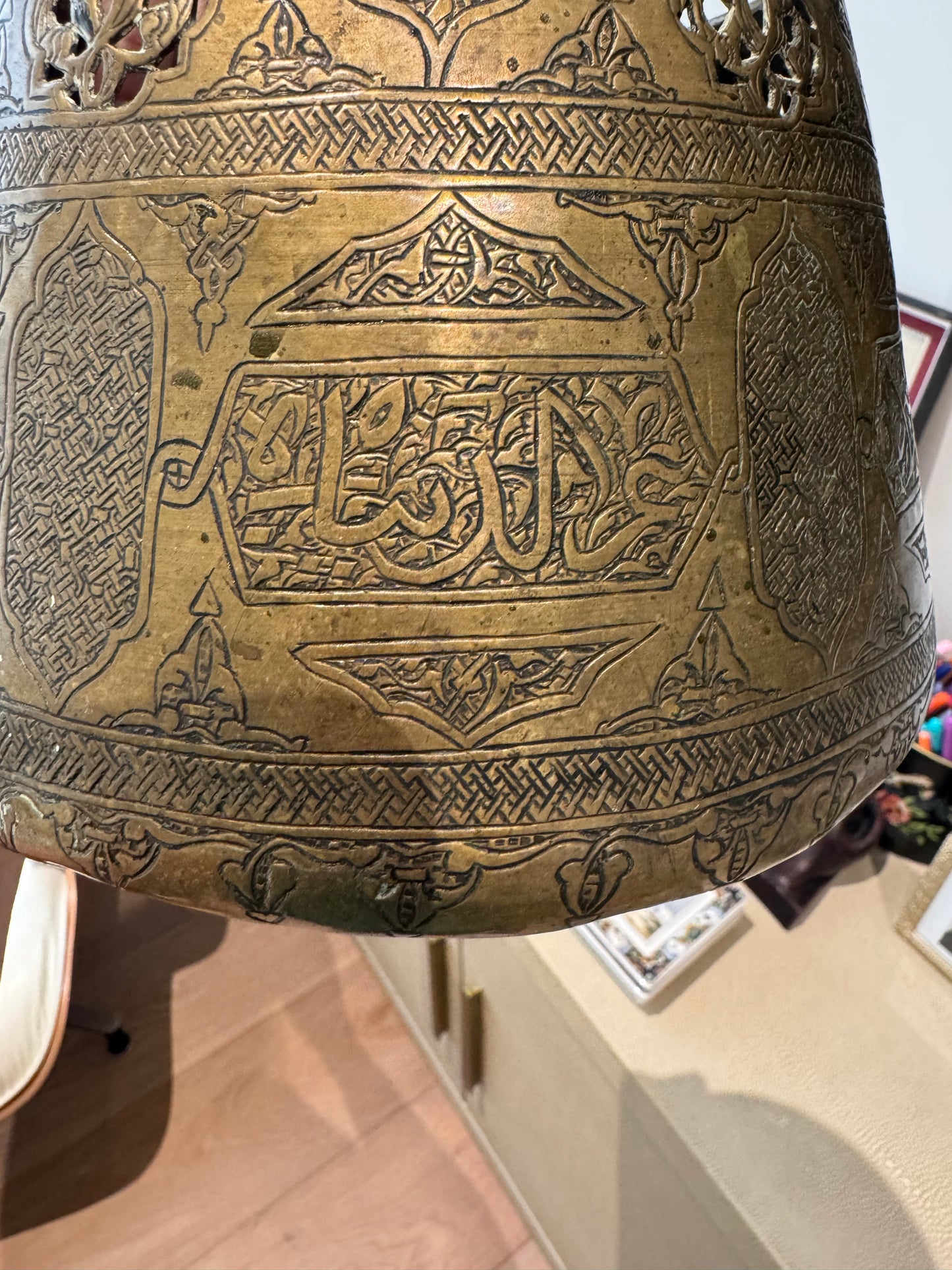 Antique Mamluk Revival Engraved & Pierced Brass Basin | Bowl