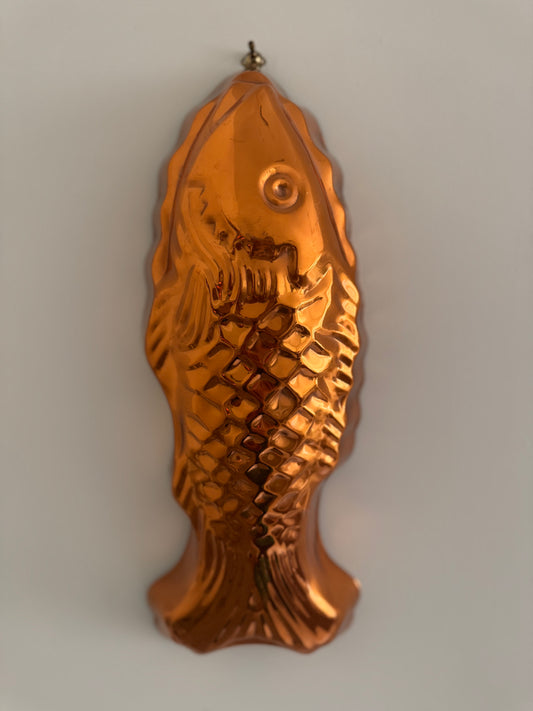 Vintage Solid Copper Fish Mold - Large