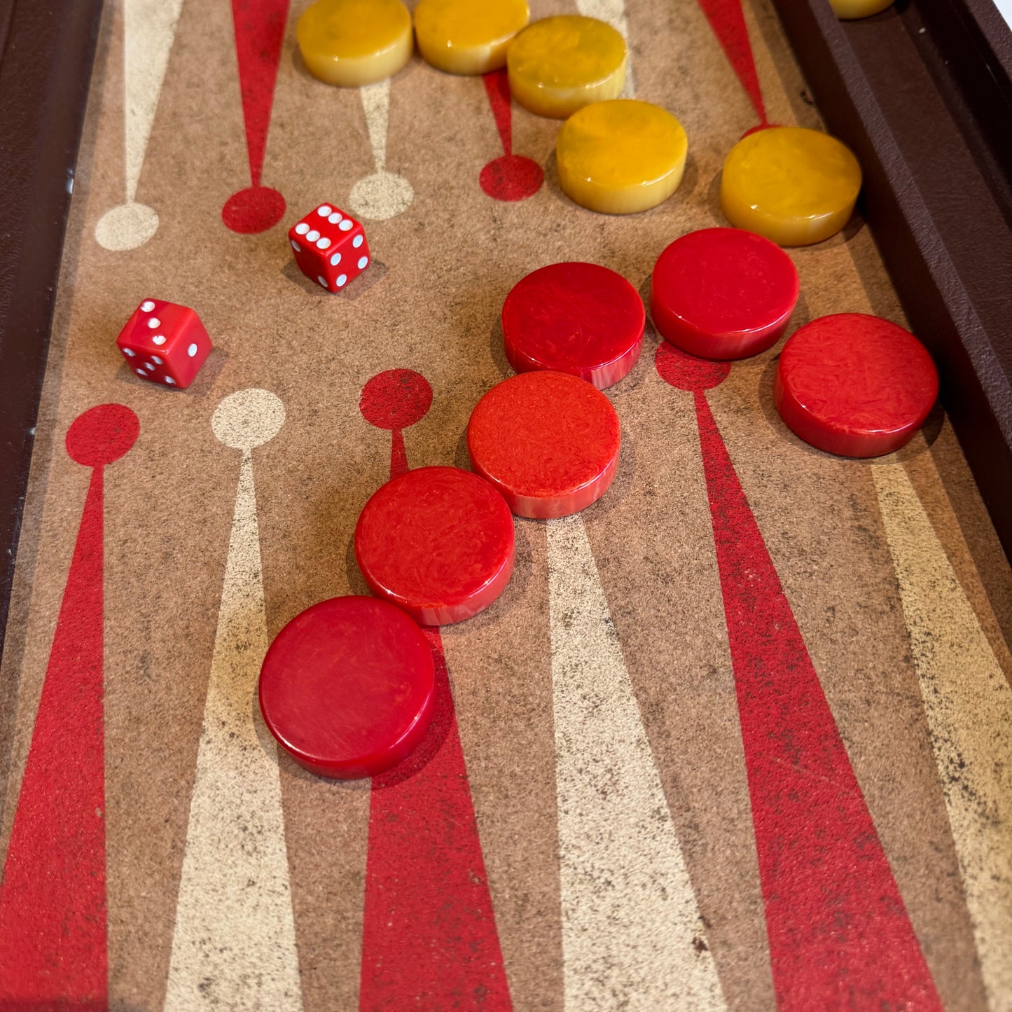 Vintage Backgammon Set - Vegan Case & Bakelite Pieces