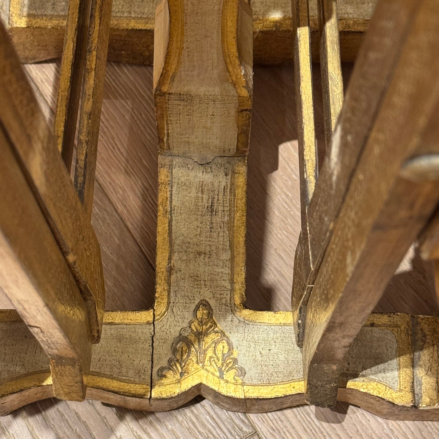 Vintage Painted Florentine Wood Side Tables / TV Trays