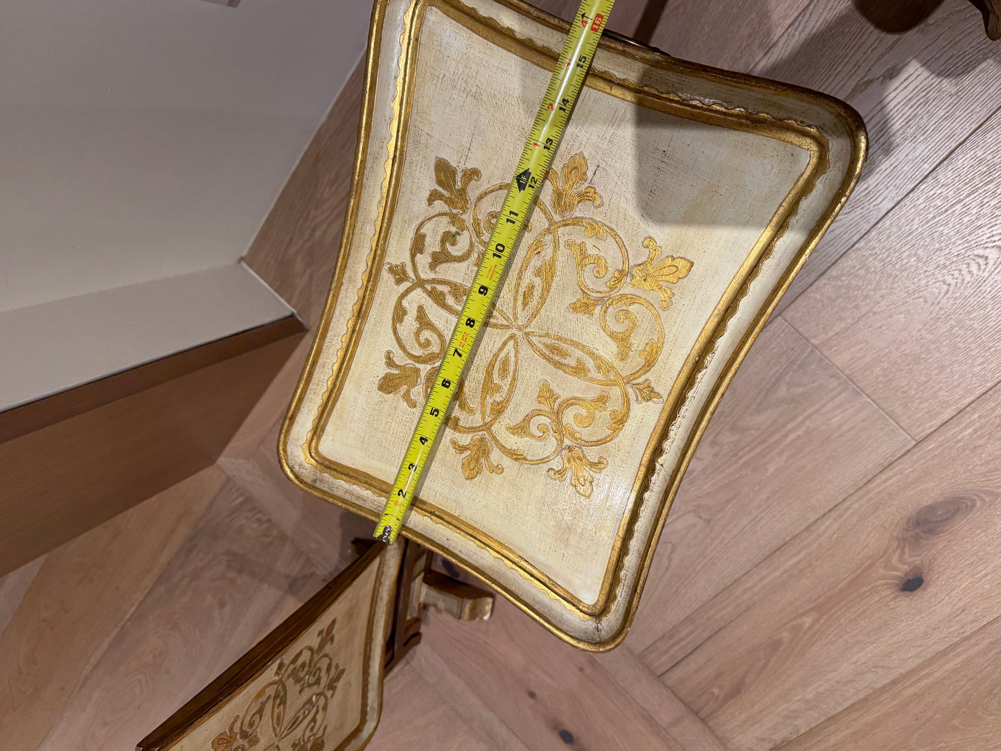 Vintage Painted Florentine Wood Side Tables / TV Trays