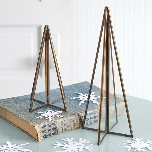 Brass and Glass set of 2 Christmas Trees