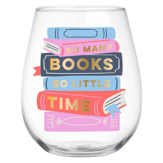Glass Stemless Book Motif