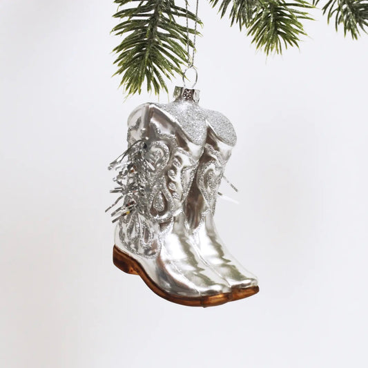 CowGIRL Boots - Shimmer Glass Ornament