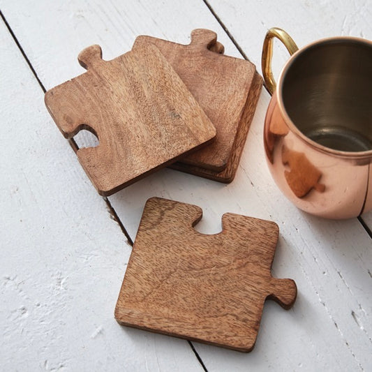 Wood Puzzle Coasters - Set of 4
