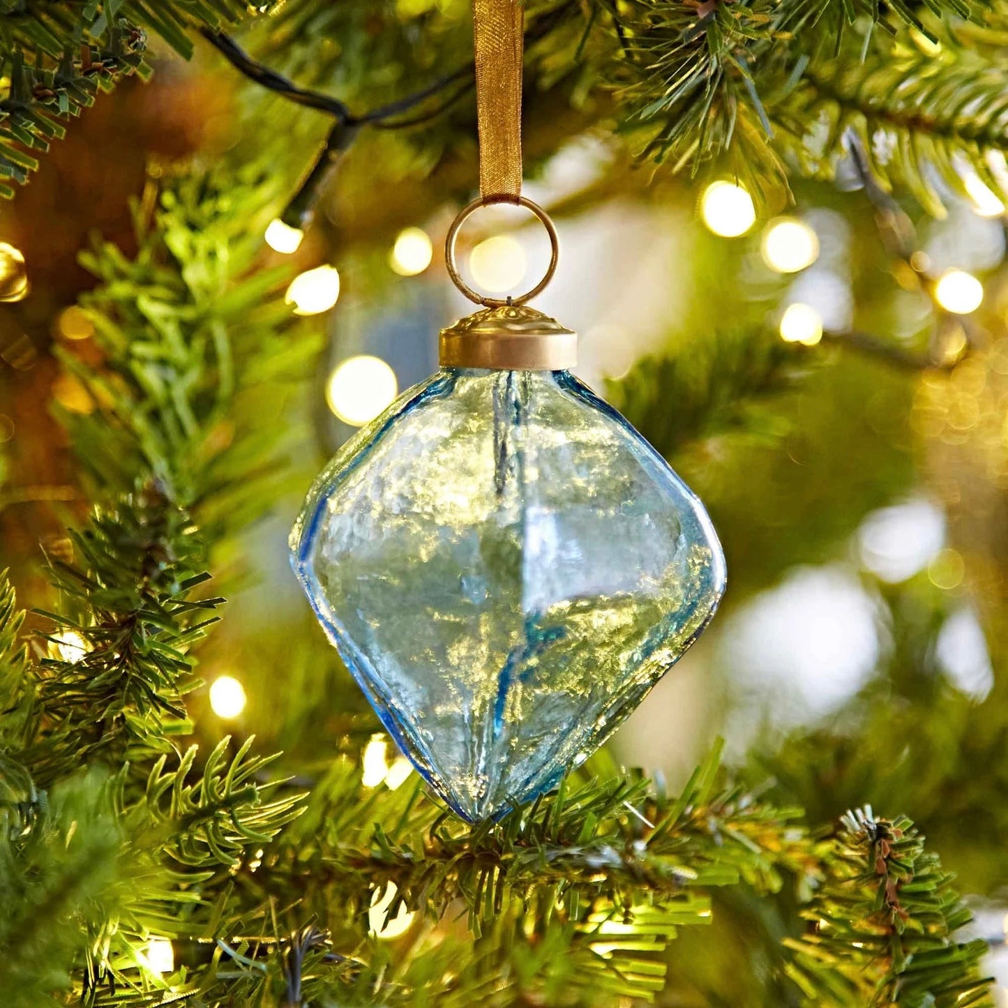 Turquoise Blue Recycled Glass Ornament